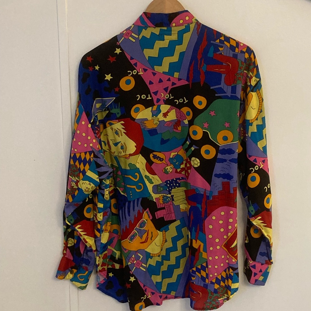 Vintage 80’s Esprit Pop Art Novelty Faces Colorful New Wave Shirt Size L Rare - Picture 8 of 11